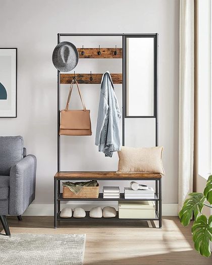 New Large Coat Rack + Mirror - FREE P&P