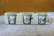 three vintage "St Michael" egg cups in the Harvest pattern