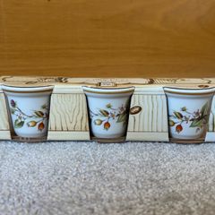 three vintage "St Michael" egg cups in the Harvest pattern