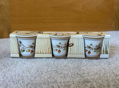 three vintage "St Michael" egg cups in the Harvest pattern