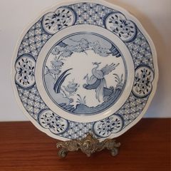 Fabulous Antique Blue and White 9 Inch Breakfast Plate By Furnivals Limited, in the Popular "Old Chelsea" Pattern Circa 1915+