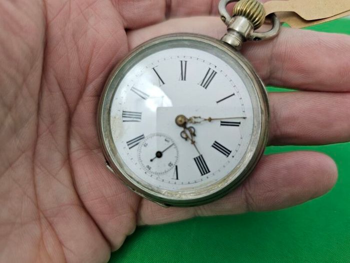 Antique Silver Late 1800s Swiss Made Pocket watch Working