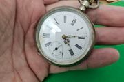 Antique Silver Late 1800s Swiss Made Pocket watch Working