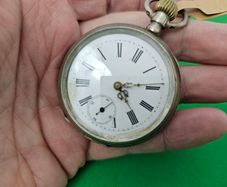Antique Silver Late 1800s Swiss Made Pocket watch Working