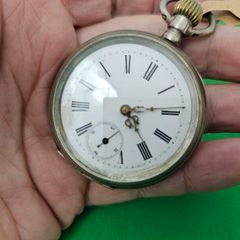 Antique Silver Late 1800s Swiss Made Pocket watch Working