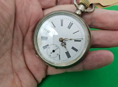 Antique Silver Late 1800s Swiss Made Pocket watch Working