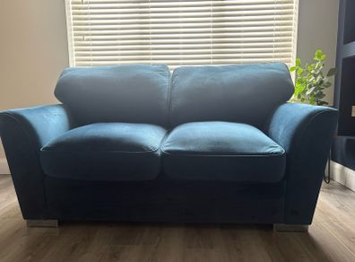 Blue Velvet 2 Seater Sofa