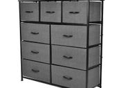BRAND NEW 4Layer Cabinet with 9 Removable Fabric Drawers Storage Furniture for Bedroom Hallway Dark Grey Storage Box