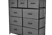 BRAND NEW 4Layer Cabinet with 9 Removable Fabric Drawers Storage Furniture for Bedroom Hallway Dark Grey Storage Box