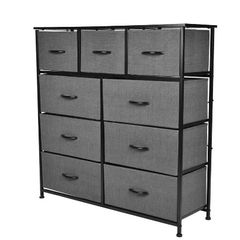 BRAND NEW 4Layer Cabinet with 9 Removable Fabric Drawers Storage Furniture for Bedroom Hallway Dark Grey Storage Box