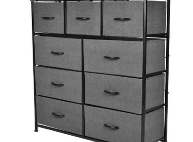 BRAND NEW 4Layer Cabinet with 9 Removable Fabric Drawers Storage Furniture for Bedroom Hallway Dark Grey Storage Box