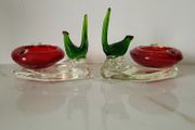 Mid-century pair of art glass ashtrays