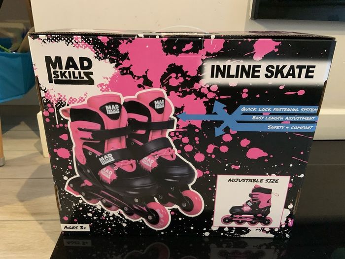 Kids rollerblades & helmet, 3+ years adjustable size