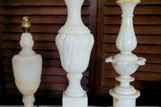Antique trio of alabaster &amp; marble lamps