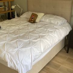 King Bed Frame - Upholstered Platform with Headboard & Orthopaedic Mattress