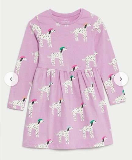 Marks & Spencer Pure Cotton Dalmatian Dress Age 3-4 EUC