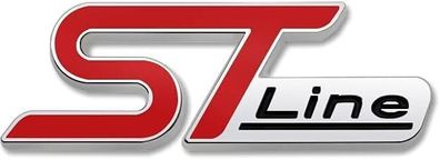 ST Line Emblem Metal Car Front Grille Decoration, Easy Installation, comes with screws and sticky decal, Compatible with Most Cars (Red & Silver)