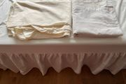 Cream Single bed Valance +fitted sheet+pre-loved flat sheet
