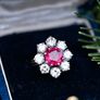 Antique 1920s Ruby & Diamond Cluster Ring Image 4