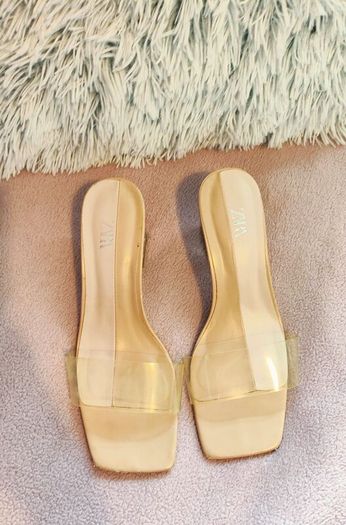 Zara Women Vinyl Mules with Methacrylate Heels Size 39