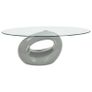 Coffee Table with Oval Glass Top High Gloss Grey Image 2