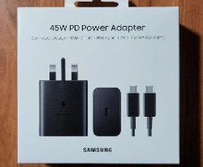 Original Samsung 45W USB C Mains Charger with 5 Amp Type C Cable Black UK Plug/ New Fast Charger