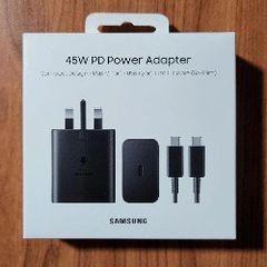 Original Samsung 45W USB C Mains Charger with 5 Amp Type C Cable Black UK Plug/ New Fast Charger