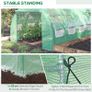 Polytunnel Greenhouse Walk-in Grow House Tent with Roll-up Sidewalls, Zipped Door and 8 Windows, 4x3x2m Green Image 6