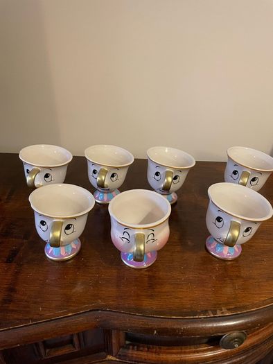 Beauty and the beast tea set 7xcups 1xteapot 1xclock 2xcandlesticks