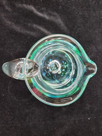 Jerpoint Glass Handcrafted Studio Art Glass Pitcher Water Jug Blue Green