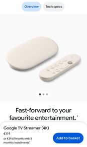 Google TV 4k, 4gb ram, 32 GB storage