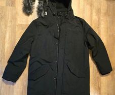 Primark Jacket Mens Medium Black Hooded Faux Fur Parka Winter Coat Warm Lined