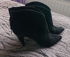 Black Suede Ankle Boots  Size 5