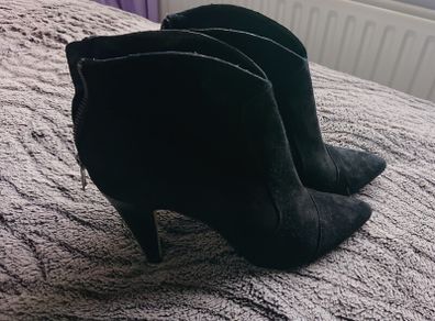 Black Suede Ankle Boots  Size 5