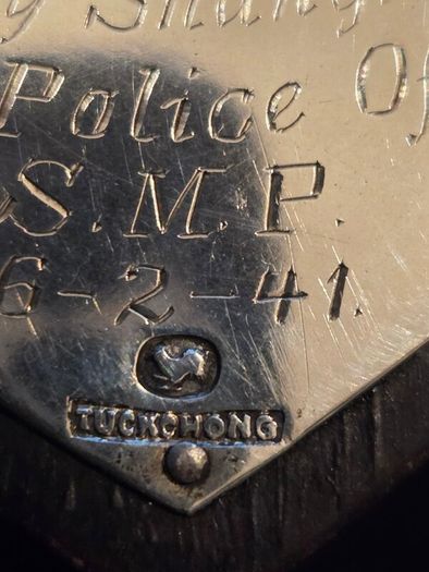 Rare Solid Silver Tuck Chang & Co Plaque presented to Sergeant J.Macfarlane