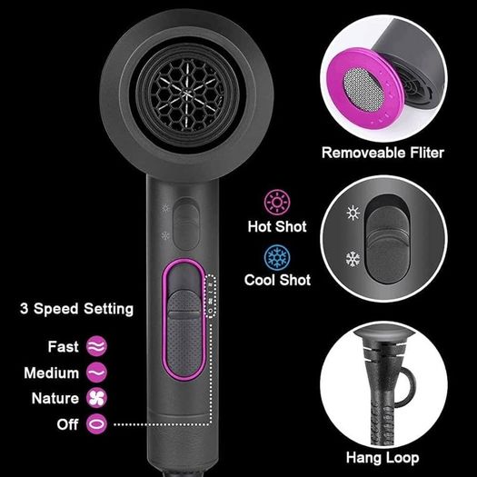 NEW SALE | Hair Dryer with Diffuser & Concentrator 2000W Powerful Ionic Dryer 2 Speed 3 Heat Settings Fast Dry Lightweight for Multi Women Man Hairstyles