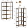 5 Tiers Corner Bookshelf 5 Tiers Deformable Corner Bookcases Industrial Freestanding Bookshelf Storage Display Rack with Metal Frame Image 2