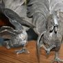 Vintage Pair of heavy Metal Fighting Roosters Cocks Decorative H-8" and H-9,3" Image 9