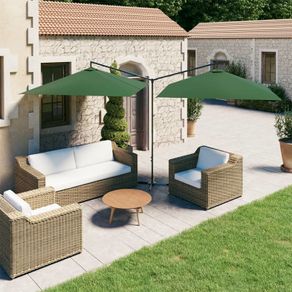 Double Parasol with Steel Pole Green 600x300 cm