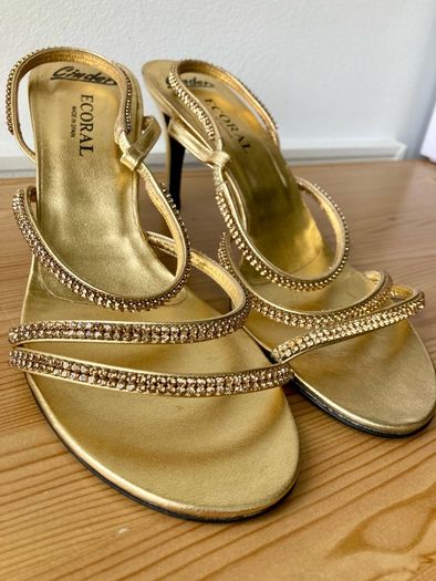 Ecoral special occasion gold leather heels 7/40