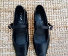 Black leather ballerina flat shoes size 38