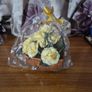 Vintage Flower Arrangement Heart Shaped Basket in Original Packaging. Image 2