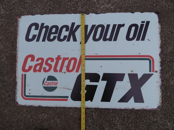Large Vintage Style Castrol Oil GTX Metal Sign