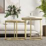 Marble-Effect Nest of Tables - Gold Tone/White Image 3