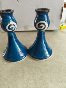 Jack O Patsy Pottery Pair of Candlesticks