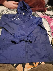 Adidas Size 9to10 Navy hooded boys windbreaker sports coat jacket