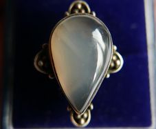 Vintage Agate Gemstone 925 Sterling Silver Jewelry Ring Size P - 7,3g