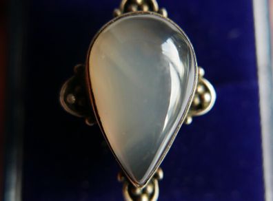 Vintage Agate Gemstone 925 Sterling Silver Jewelry Ring Size P - 7,3g