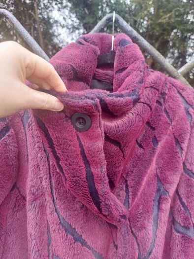 Burgundy and black faux fur coat (free post)