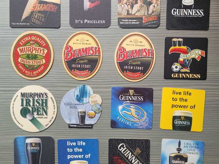 16 Vintage Irish Stout Beer Mats/Coasters 1990s & 2000s